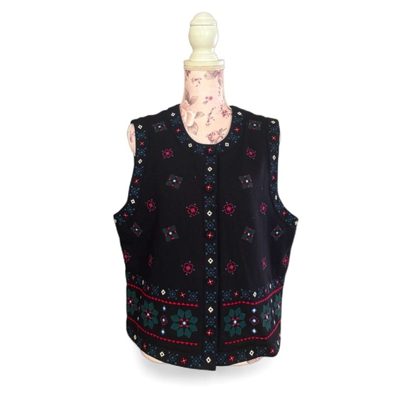 Vintage Talbots Embroidered Vest - Picture 1 of 4